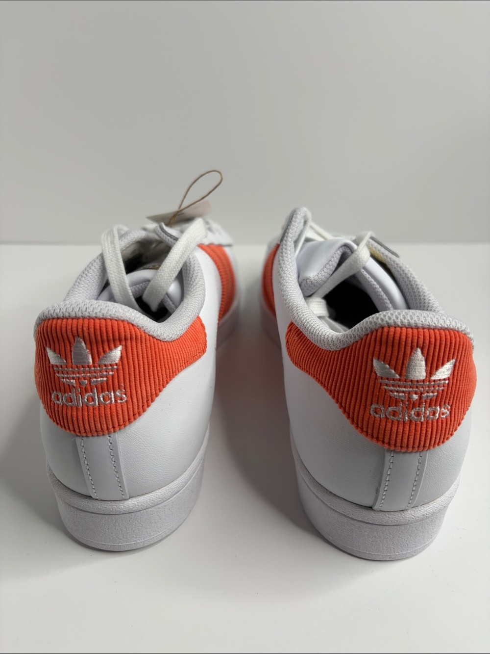 adidas White Superstar Sneakers with Orange Three Stripes H00207 - Picture 5 of 8